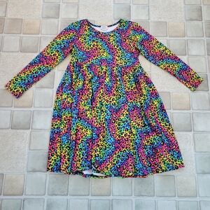Girls Long Sleeve Colorful Animal Print Twirl Dress Size 16